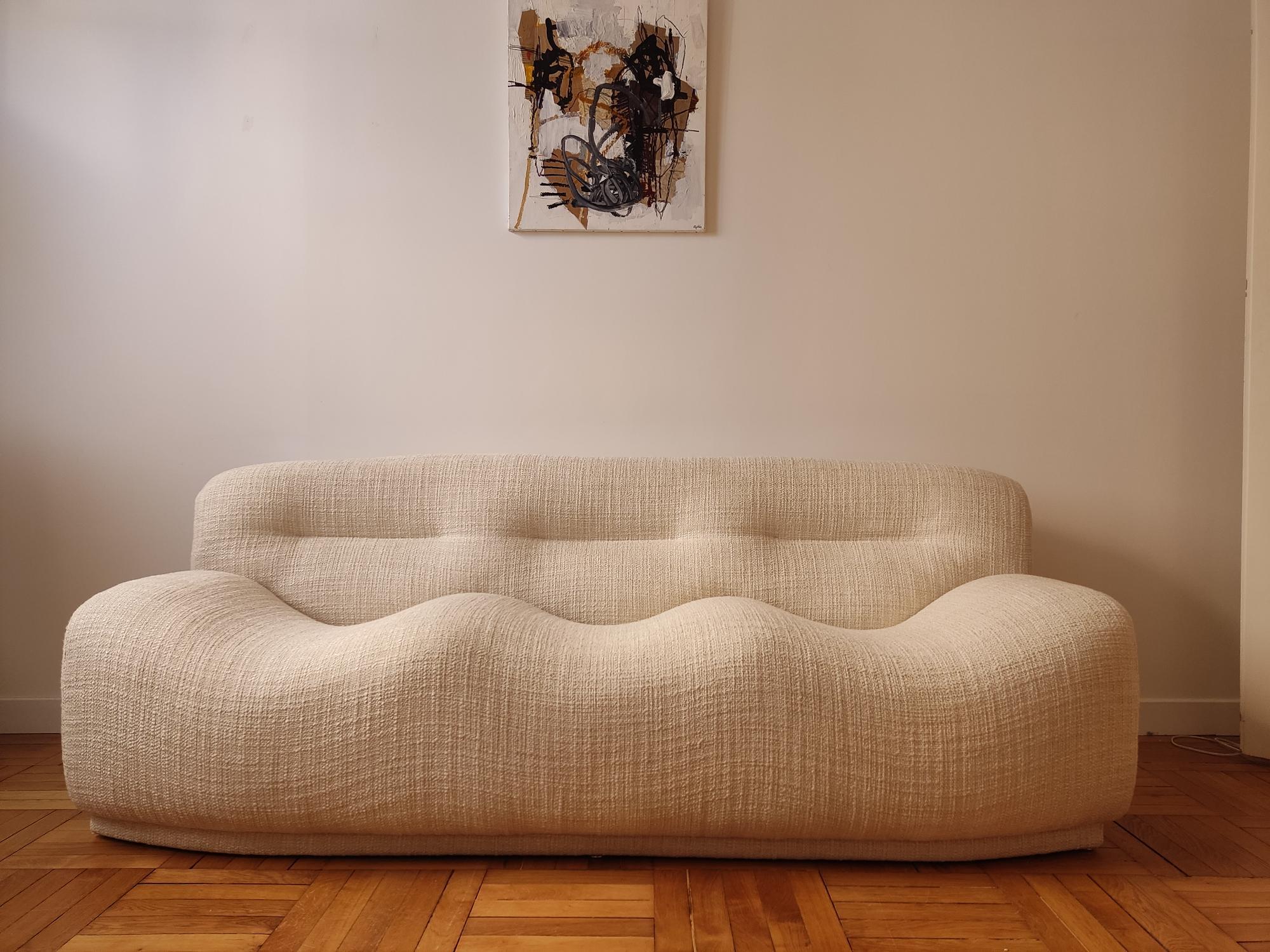 Fabric wave sofa - Italy 1970 For Sale