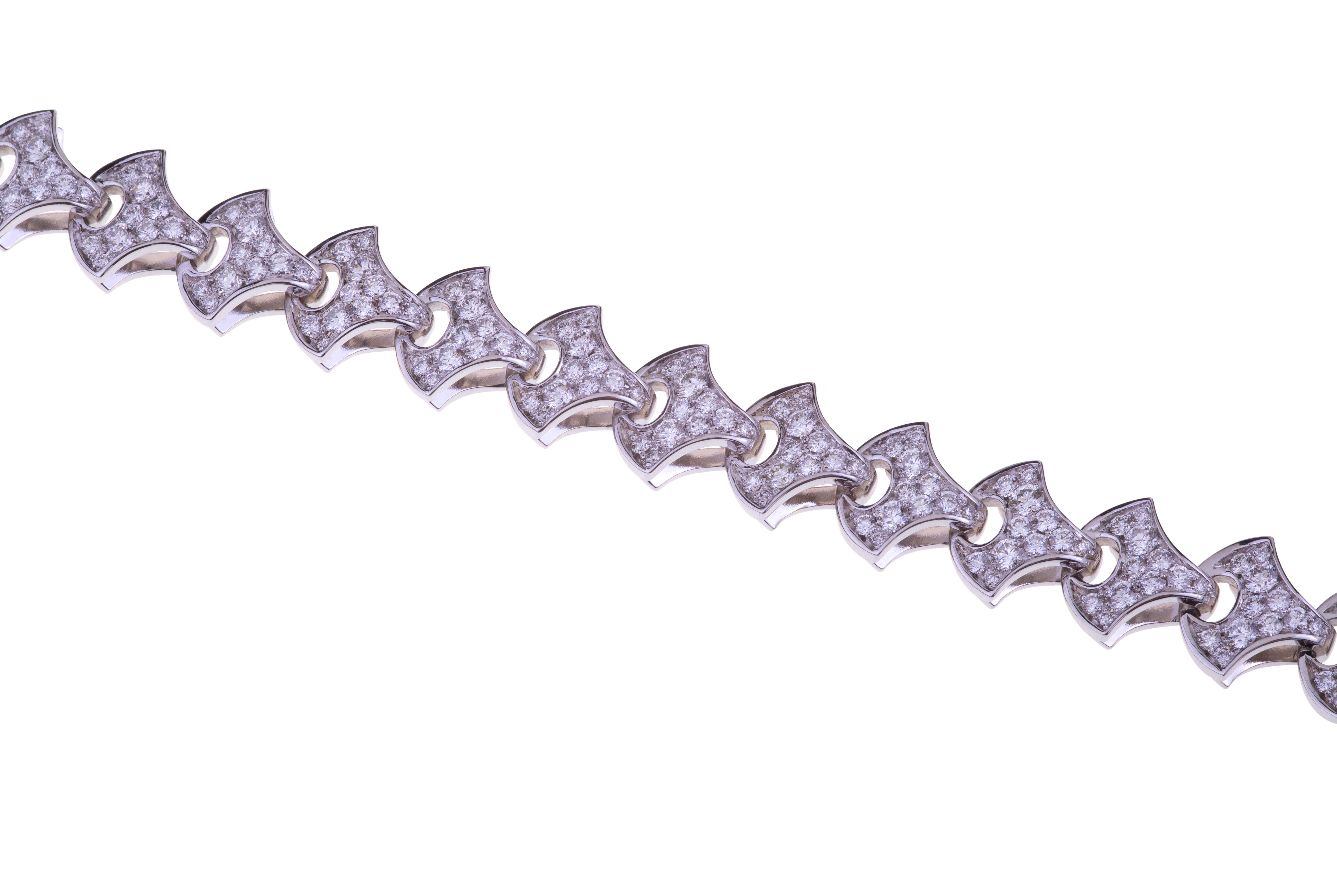 Tennisarmband Wave von Angeletti aus Roségold mit fächerförmigem Gold und Diamanten im Angebot 5