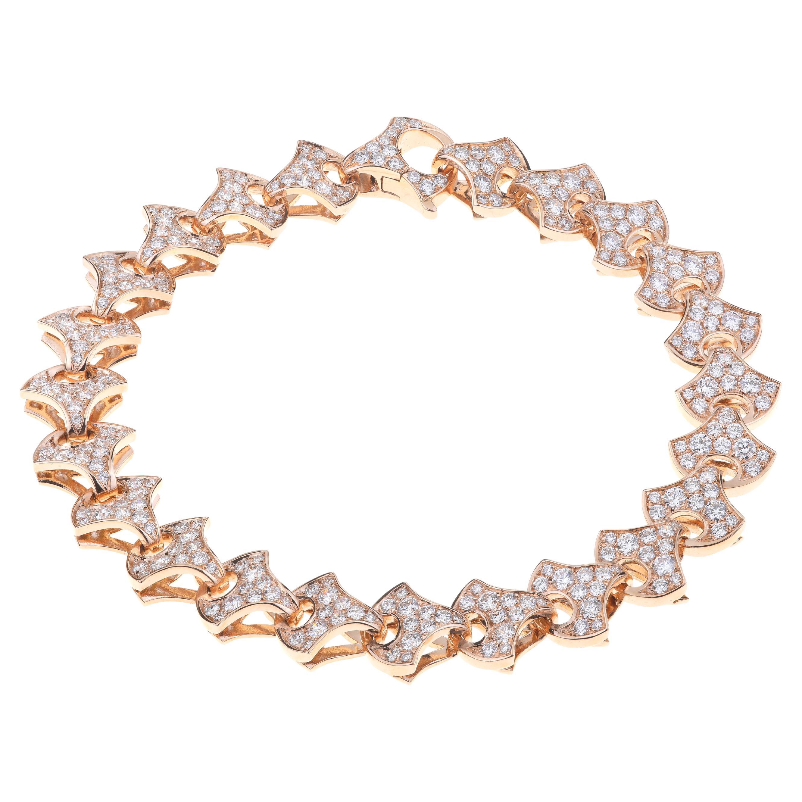 Tennisarmband Wave von Angeletti aus Roségold mit fächerförmigem Gold und Diamanten im Zustand „Neu“ im Angebot in Roma, IT