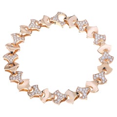 Pulsera de tenis Wave de Angeletti Oro rosa con abanico de oro y diamantes