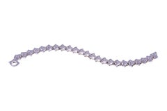 Wave Tennis Bracelet by Angeletti White Gold with Fan Shaped Gold and Diamonds