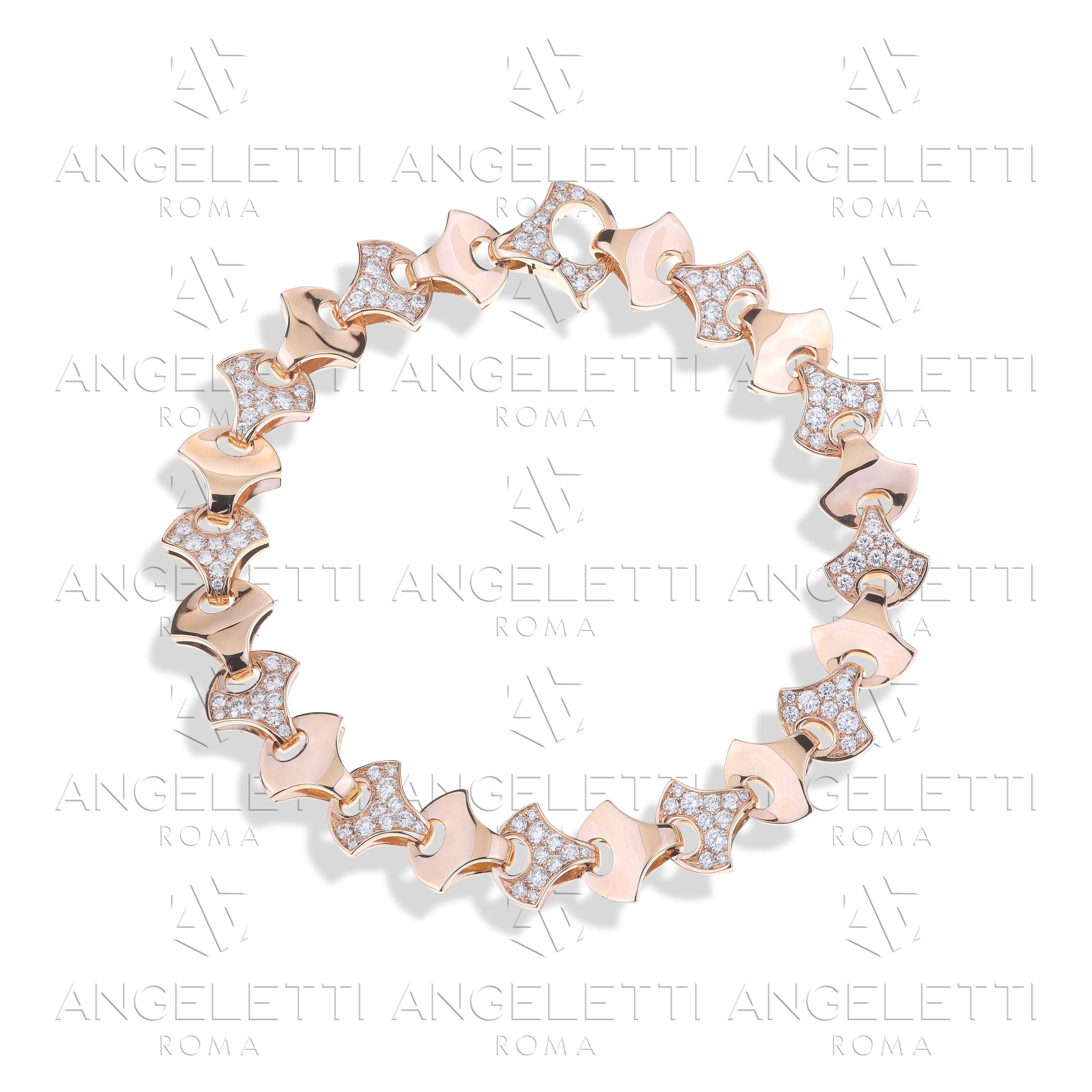 Pendientes Demi Tenis Ola de Angeletti Oro Rosa con Abanico de Oro y Diamantes en Nuevo estado para la venta en Roma, IT