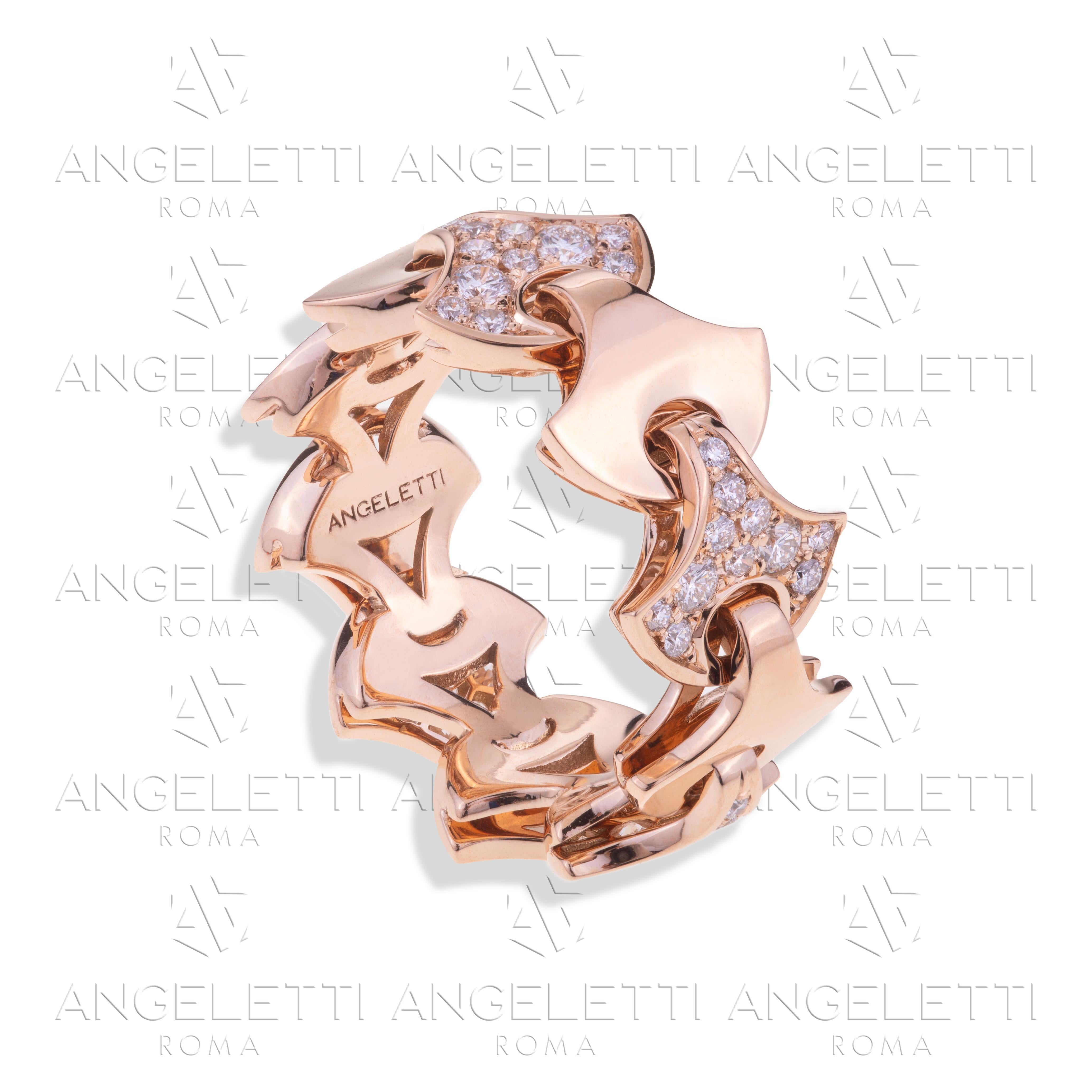 De las mujeres Pendientes Demi Tenis Ola de Angeletti Oro Rosa con Abanico de Oro y Diamantes en venta