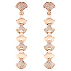 Pendientes Demi Tenis Ola de Angeletti Oro Rosa con Abanico de Oro y Diamantes