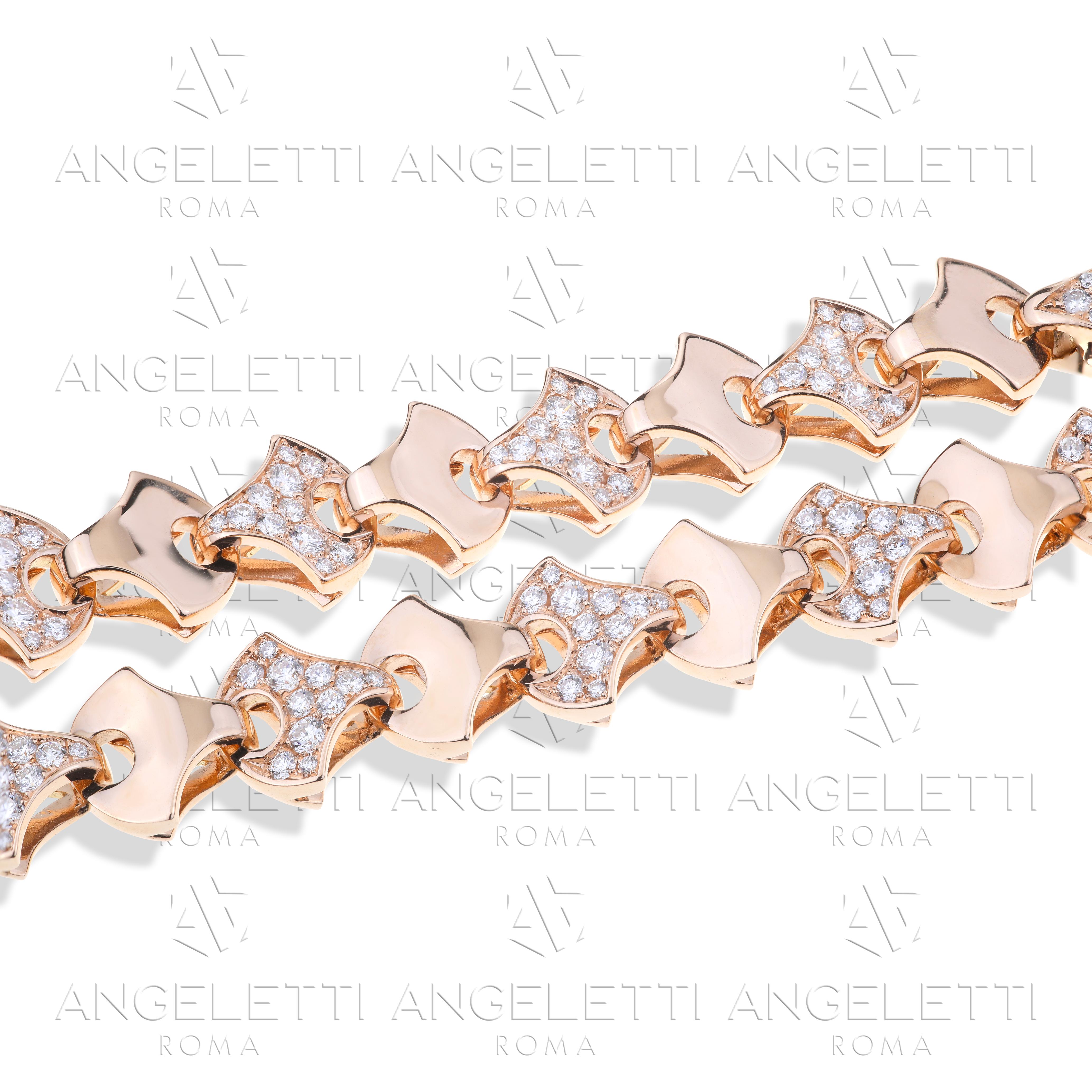De las mujeres Colgante Tenis Onda de Angeletti Oro Rosa con Abanico de Oro y Diamantes en venta