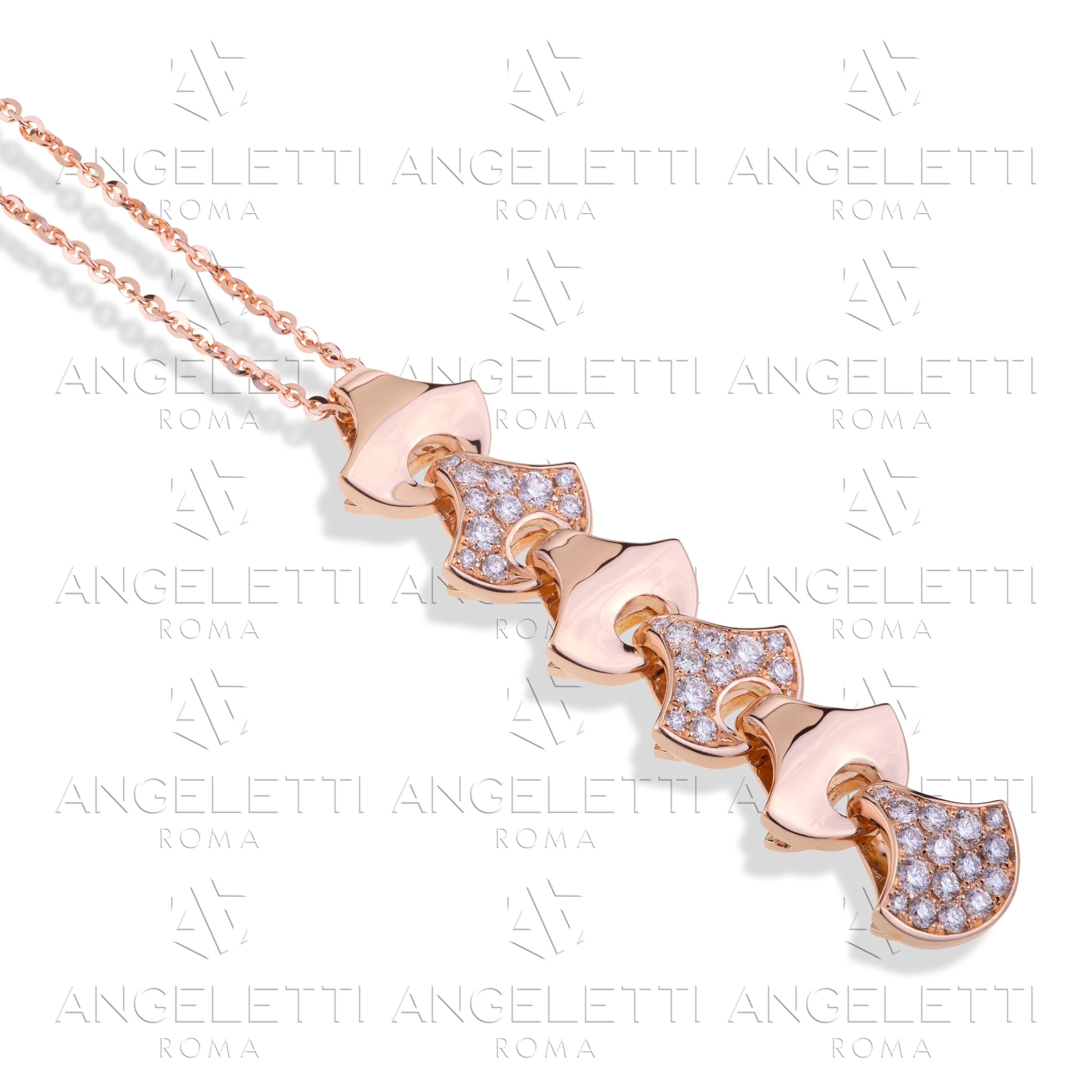 Wave Tennis Ring by Angeletti Rose Gold with Fan Shaped Gold and Diamonds For Sale 2