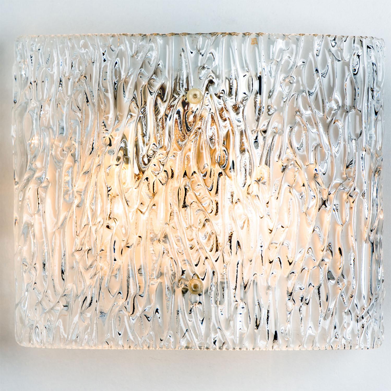 Wave Textured Glass Silver Wall Light Kalmar, 1970s For Sale 5