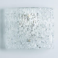 Wave Textured Glass Silver Wall Light Kalmar, 1970s