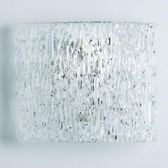 Wave Textured Glass Silver Wall Light Kalmar, 1970s