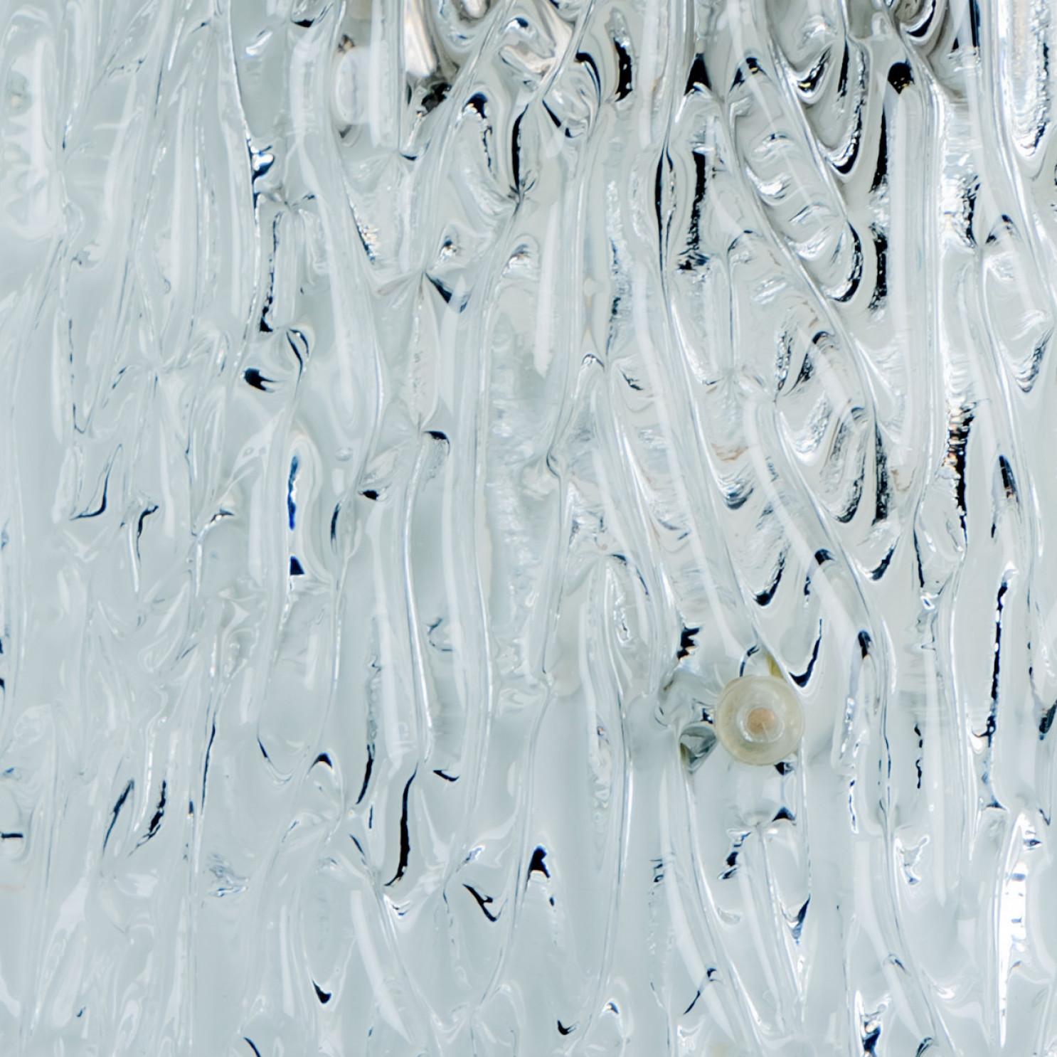 Other Wave Textured Glass Silver Wall Light Kalmar, 1970s For Sale