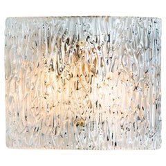 Wave Textured Glass Silver Wall Light Kalmar, 1970s