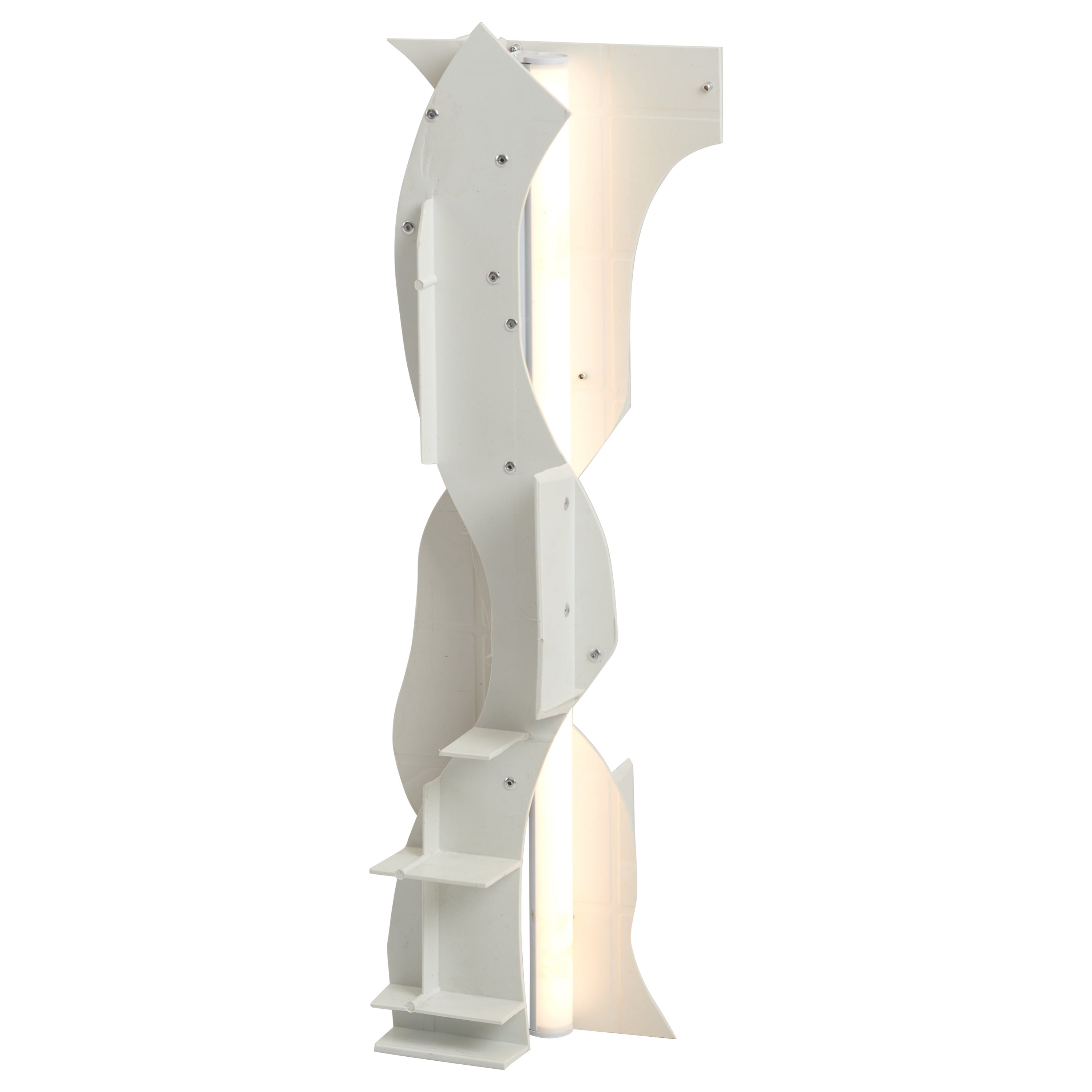 Wave tower white standing lamp in plastic by Pierre Castignola For Sale