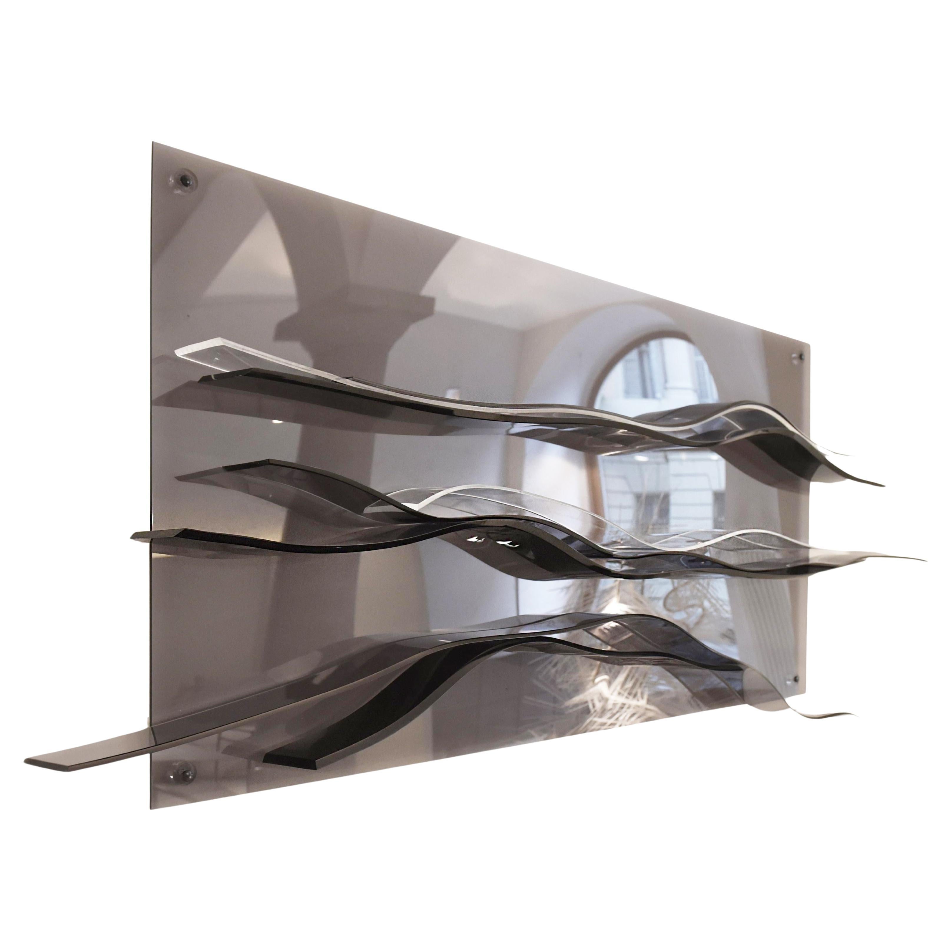 Wave Wall Interactive wall sculpture in plexiglass by Raoul Gilioli For Sale