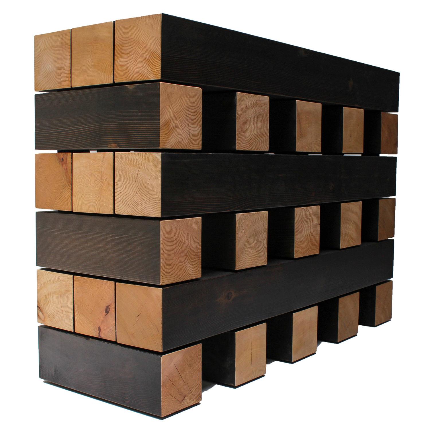 American Waveform Minimalist Black Stacked Console by Bradley Duncan Studio For Sale