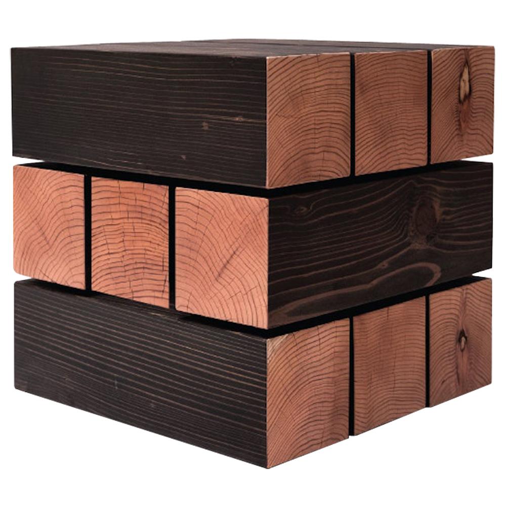 Waveform Minimalist Black Stacked Cube Table by Bradley Duncan Studio  For Sale