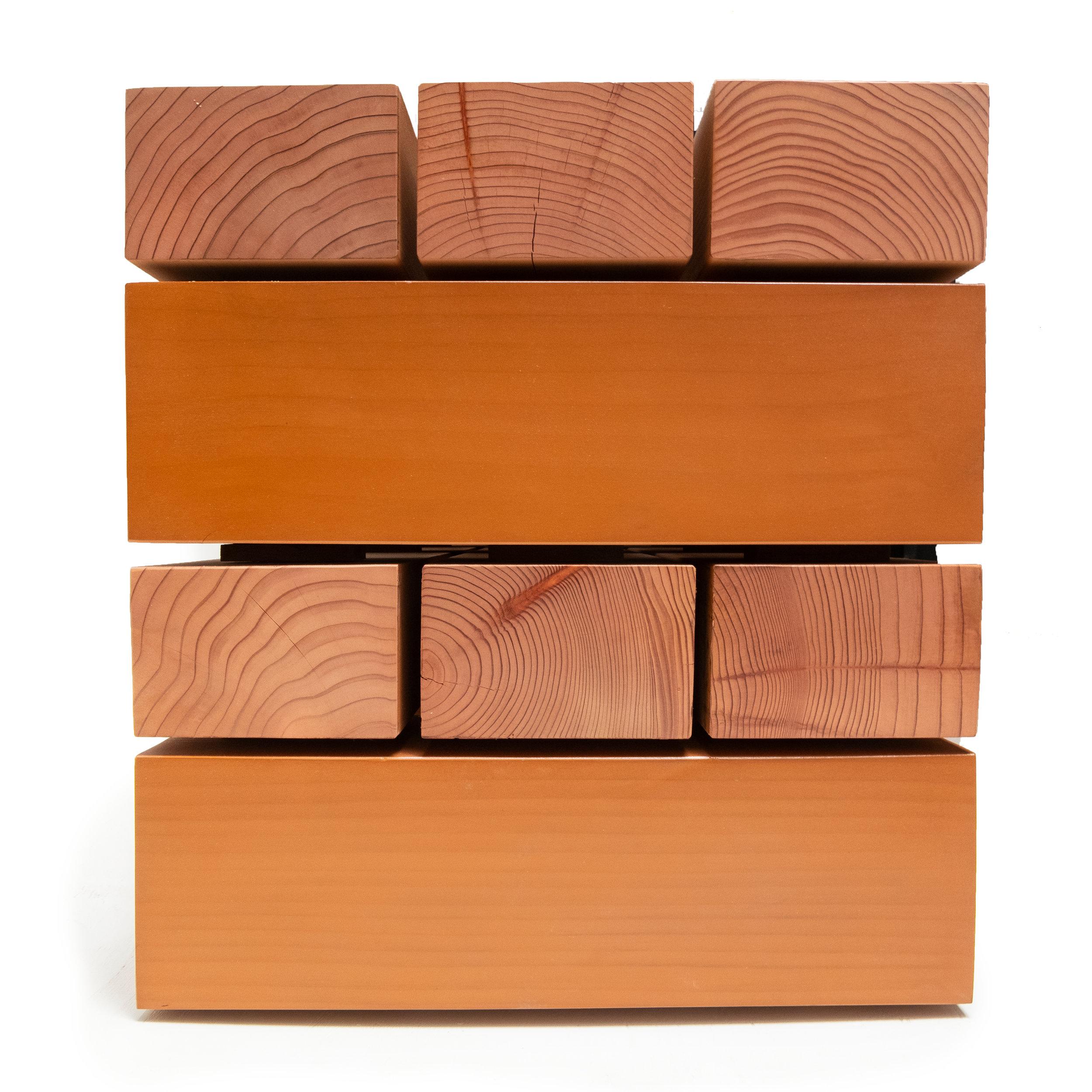 American Waveform Minimalist Orange Stacked Bench by Bradley Duncan Studio