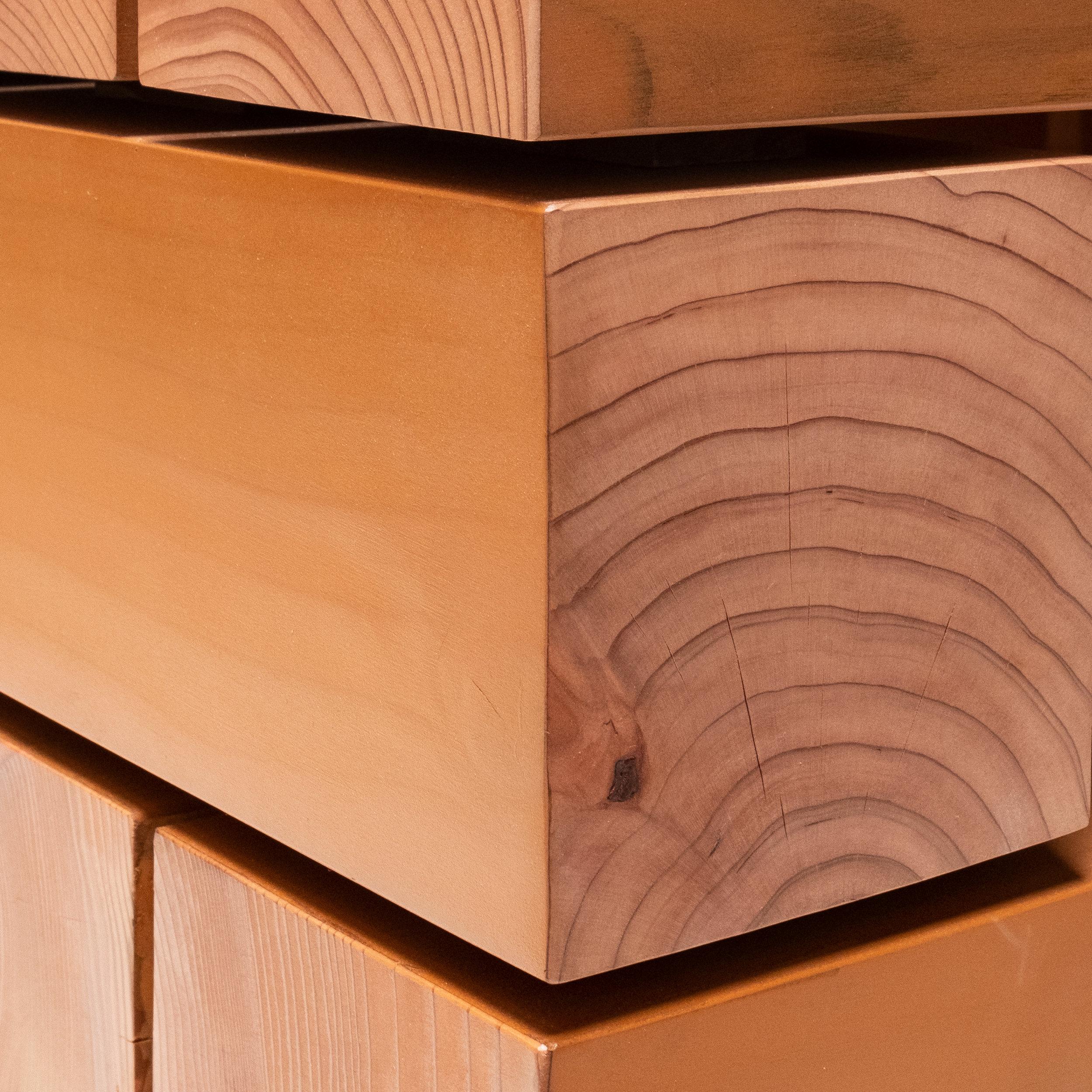 Contemporary Waveform Minimalist Orange Stacked Bench by Bradley Duncan Studio