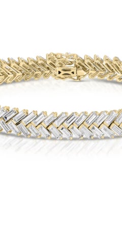 Waverly Bracciale Tennis Baguette a spina di pesce in oro giallo 14k 3,23 carati