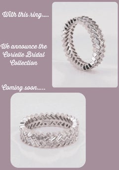 Bague d'éternité « Waverly Herringbone » en or jaune 14 carats avec diamants baguettes de 2 carats