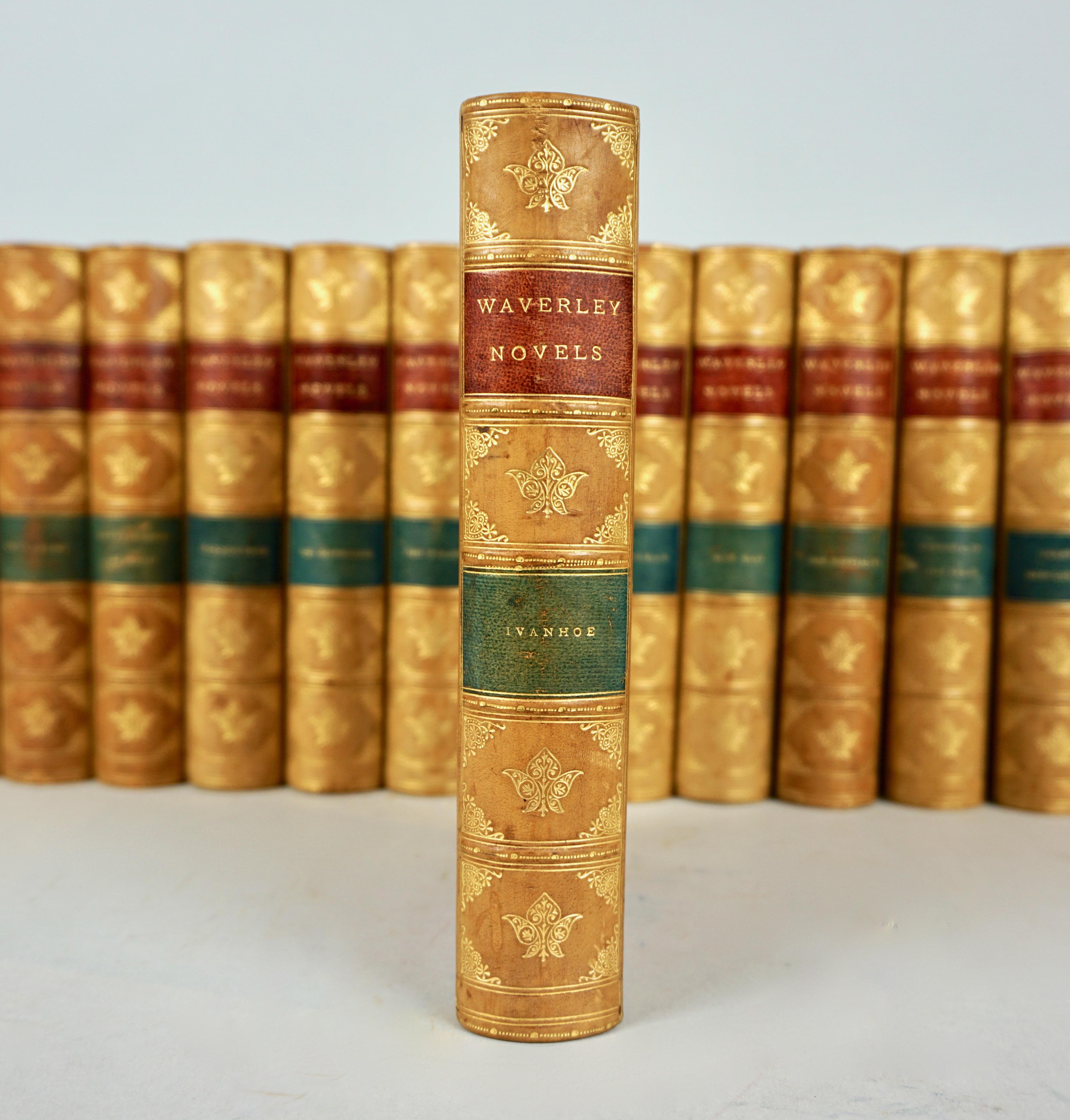 Victorian Waverly Novels 'The Works of Sir Walter Scott' in 25 Volumes Bound in Leather