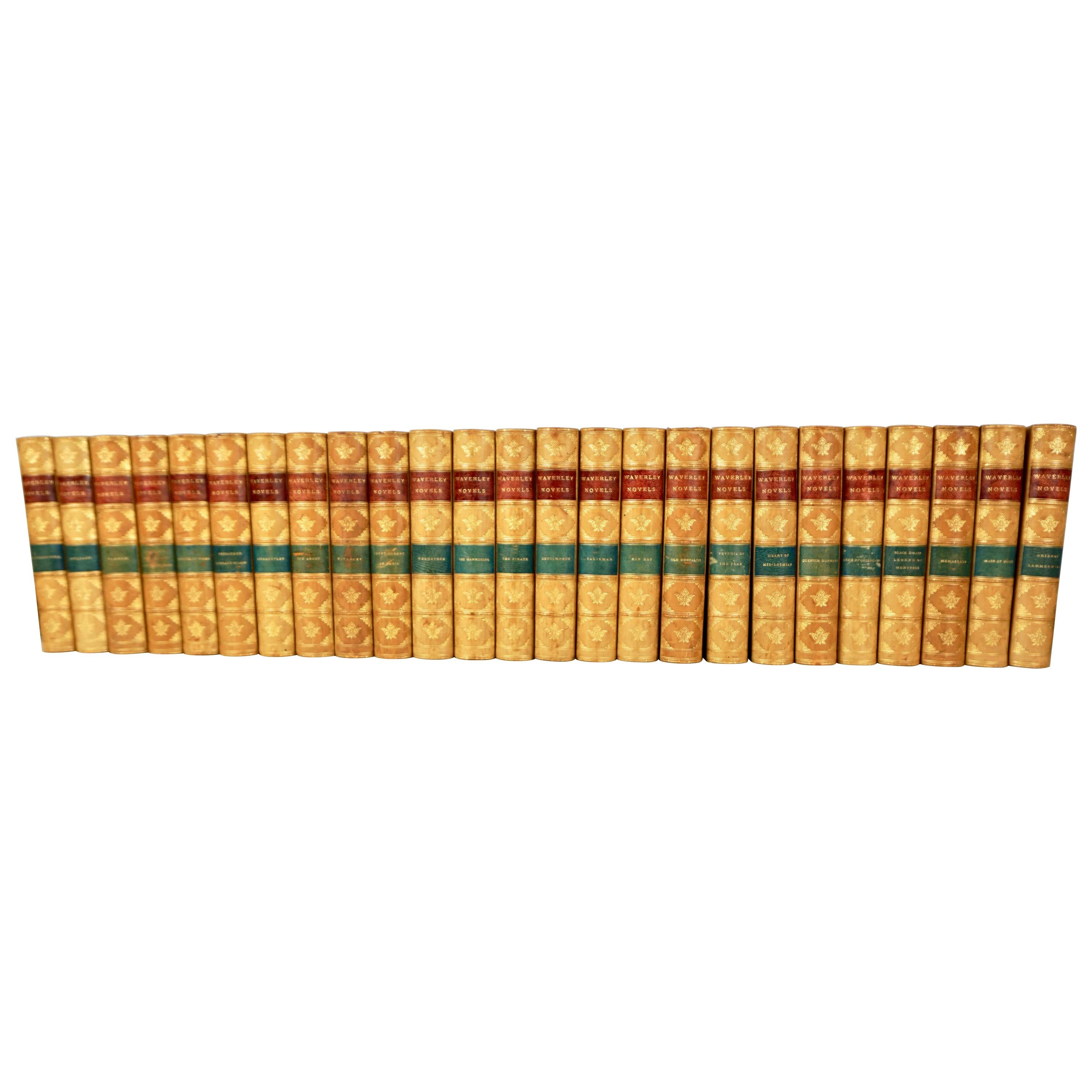 Waverly Novels 'The Works of Sir Walter Scott' in 25 Volumes Bound in Leather