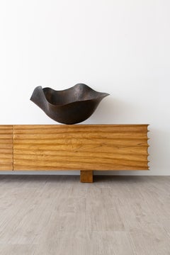 Contemporary Wide Low Waves Wooden Buffet / Cabinet / Storage by CEU Studio