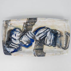 Waves Ceramic Plate, Signed by Jeppe Hagedorn, Denmark 1960s