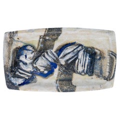 Waves Ceramic Plate, Signed by Jeppe Hagedorn, Denmark 1960s