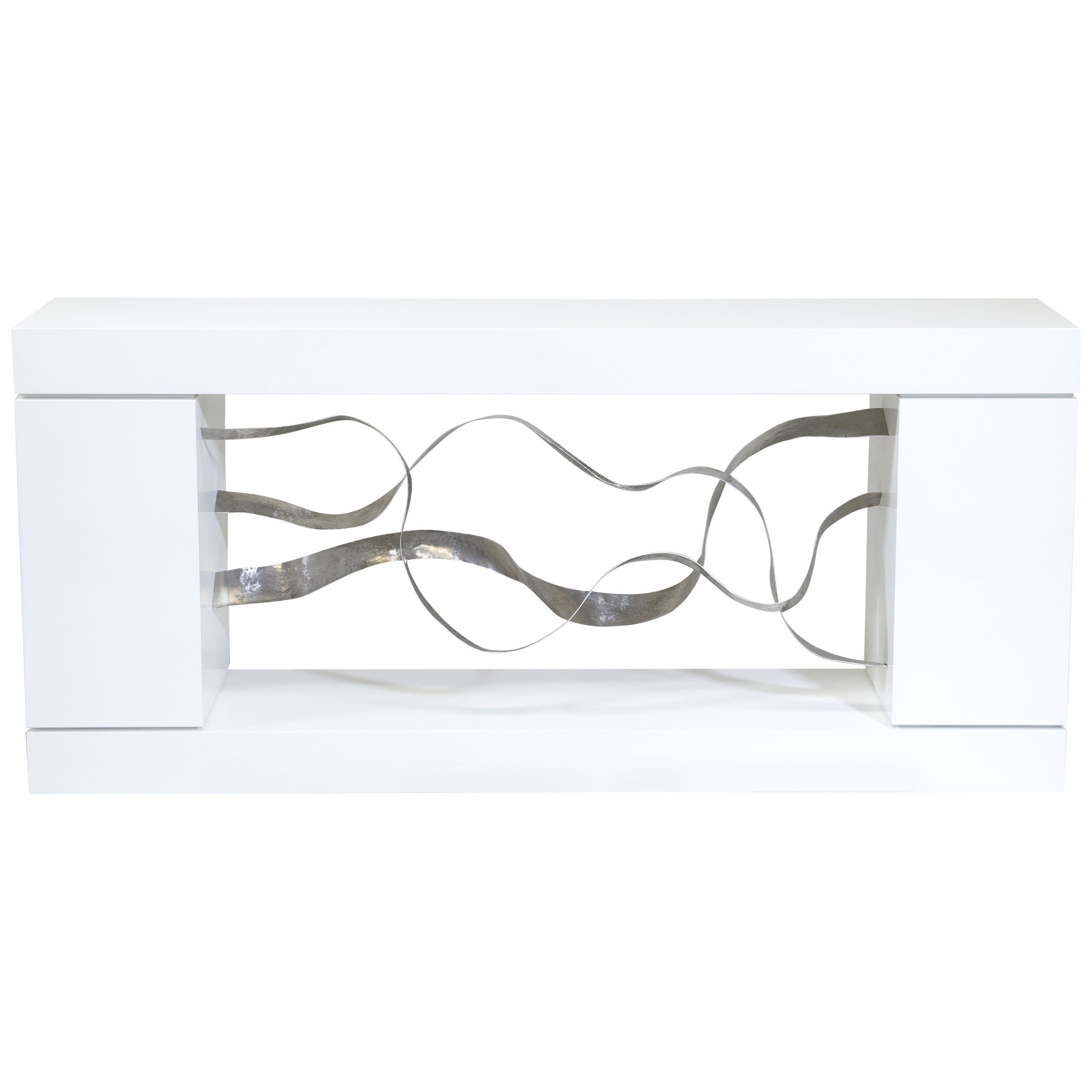 "Waves" Console, Sculpture, Cabinet by Jacques Jarrige For Sale