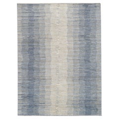 Waves Farbverlauf gestreift Blau und Elfenbein Wolle Teppich 9'x12'