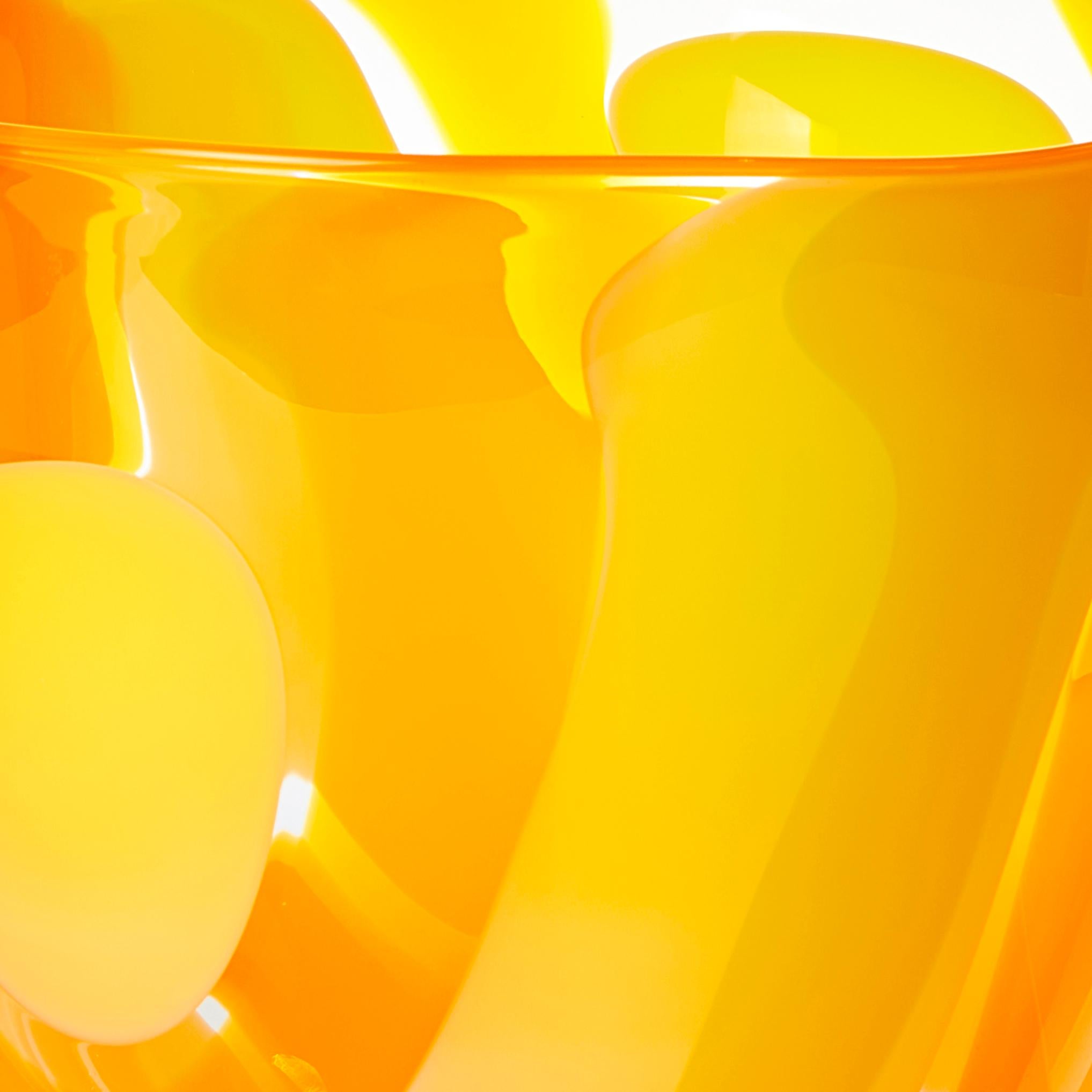 British Waves in Yellow and Orange, a Unique Glass Bowl / Centrepiece by Neil Wilkin 