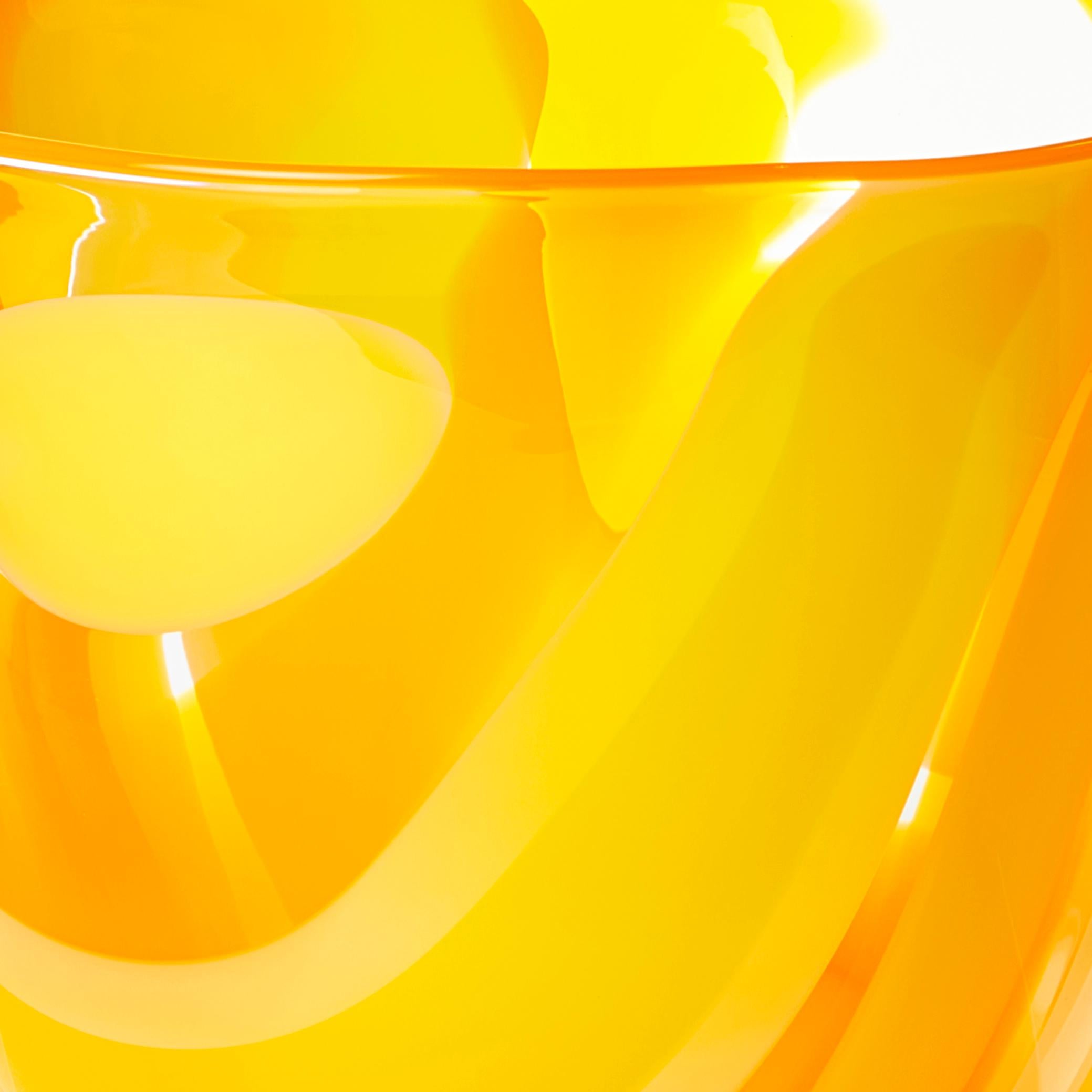 Hand-Crafted Waves in Yellow and Orange, a Unique Glass Bowl / Centrepiece by Neil Wilkin 