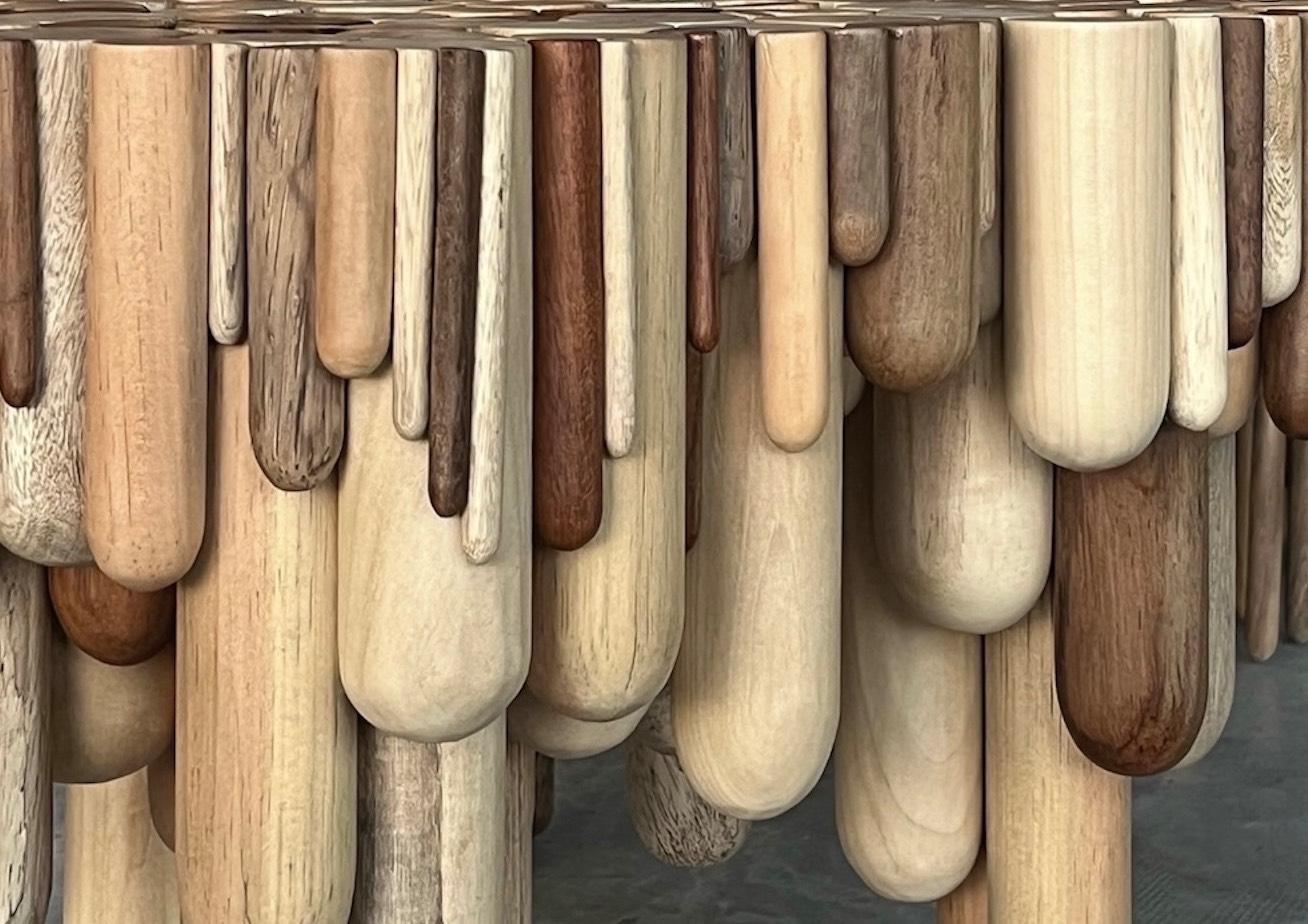 Hand-Carved The Wave Side Table. From the Waves Collection For Sale