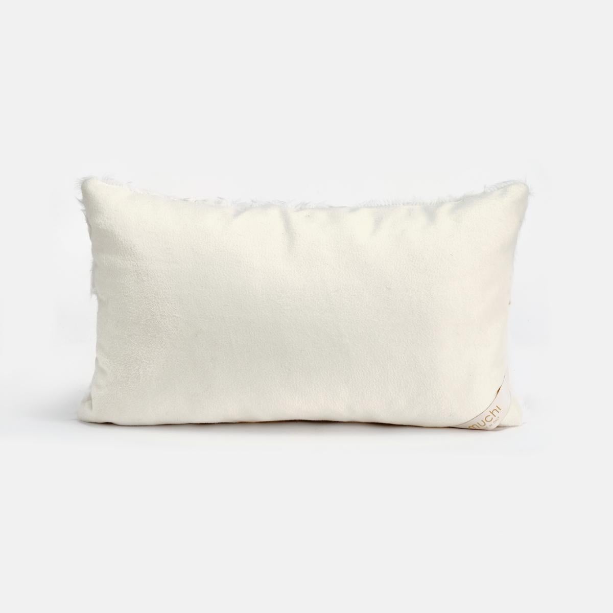 Contemporary Waves White Xiangao Lamb Fur Pillow Cushion by Muchi Decor For Sale
