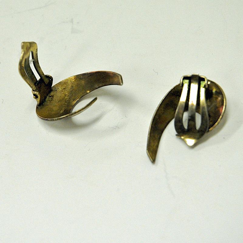 Waveshaped vintage Clip on Silverearrings by David Andersen, 1960s, Norway In Good Condition In Stockholm, SE
