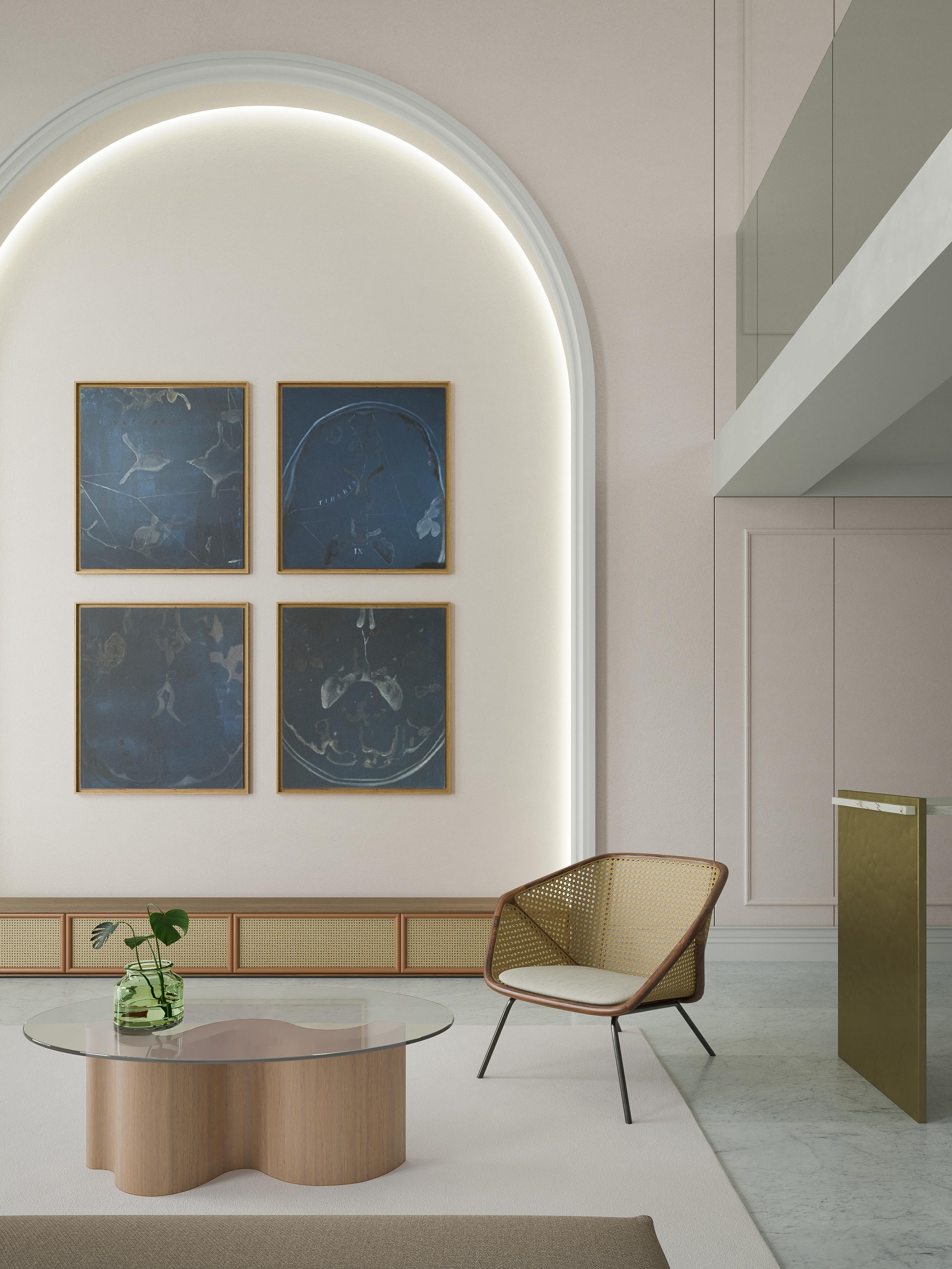 Scandinavian Modern WaveWoo Coffee Table with Glass Top For Sale