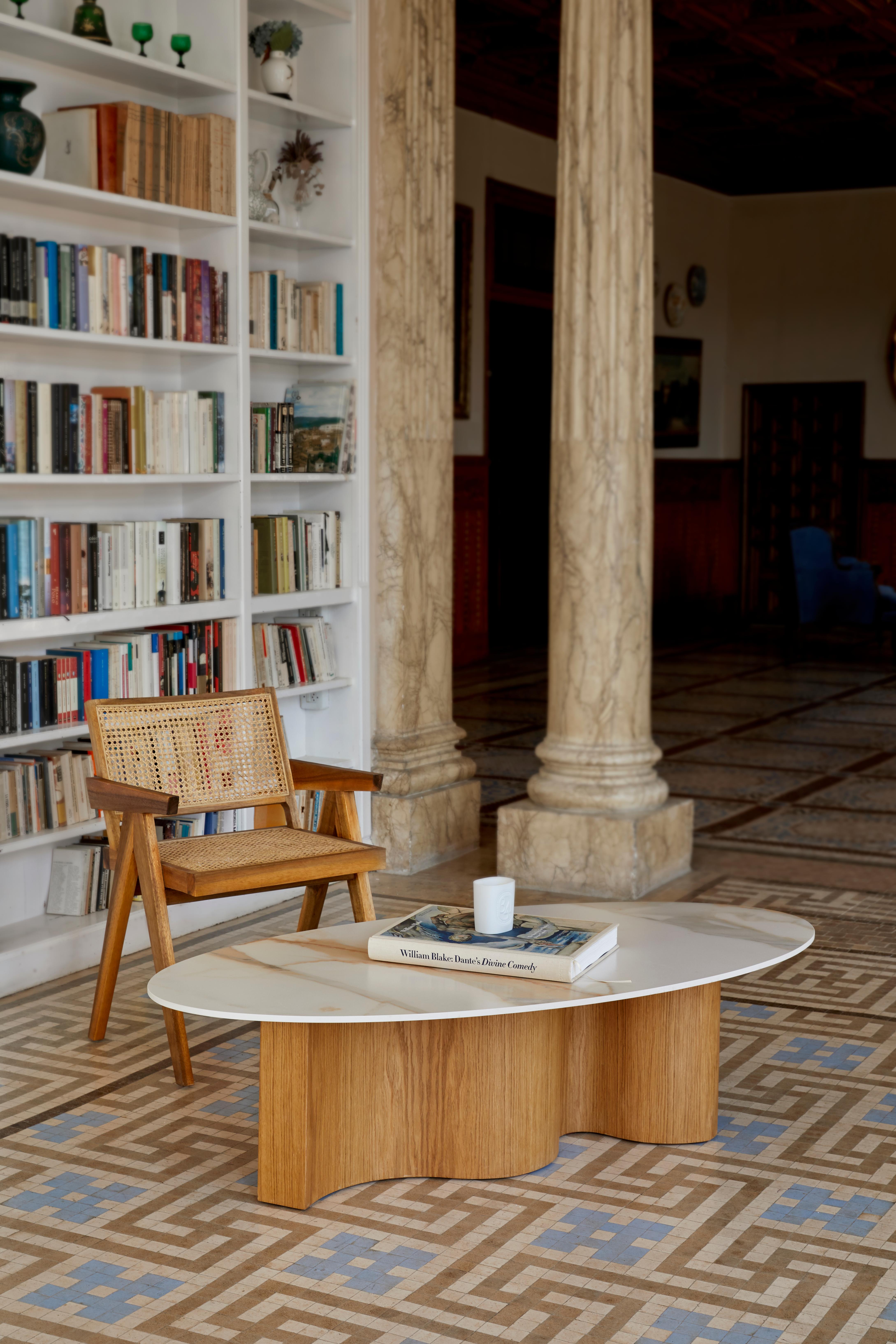 Spanish WaveWoo Coffee Table with Stone Top For Sale