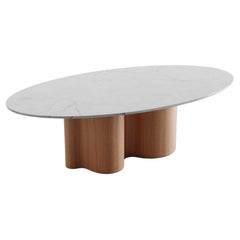 Table à manger WaveWoo avec plateau en pierre