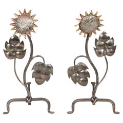 Waving Sunflower Andirons