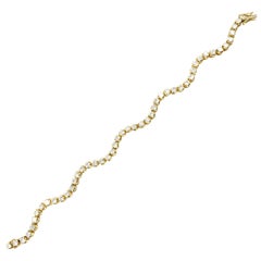 Wavy 18 Karat Yellow Gold 3.93 Carat Diamond Tennis Bracelet