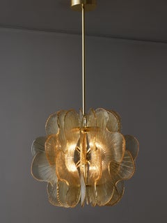 Wavy and Streaked Murano Glass Suspension