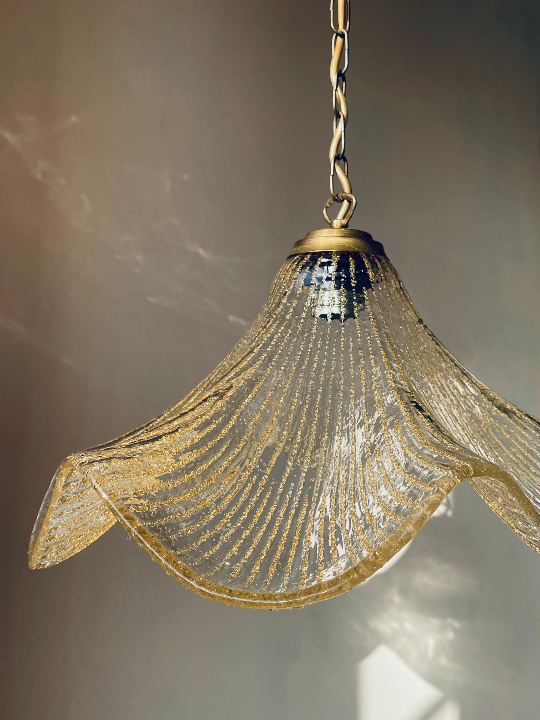 La Murrina Murano Wavy Art Glass Golden Lines Pendant, 1960s 4