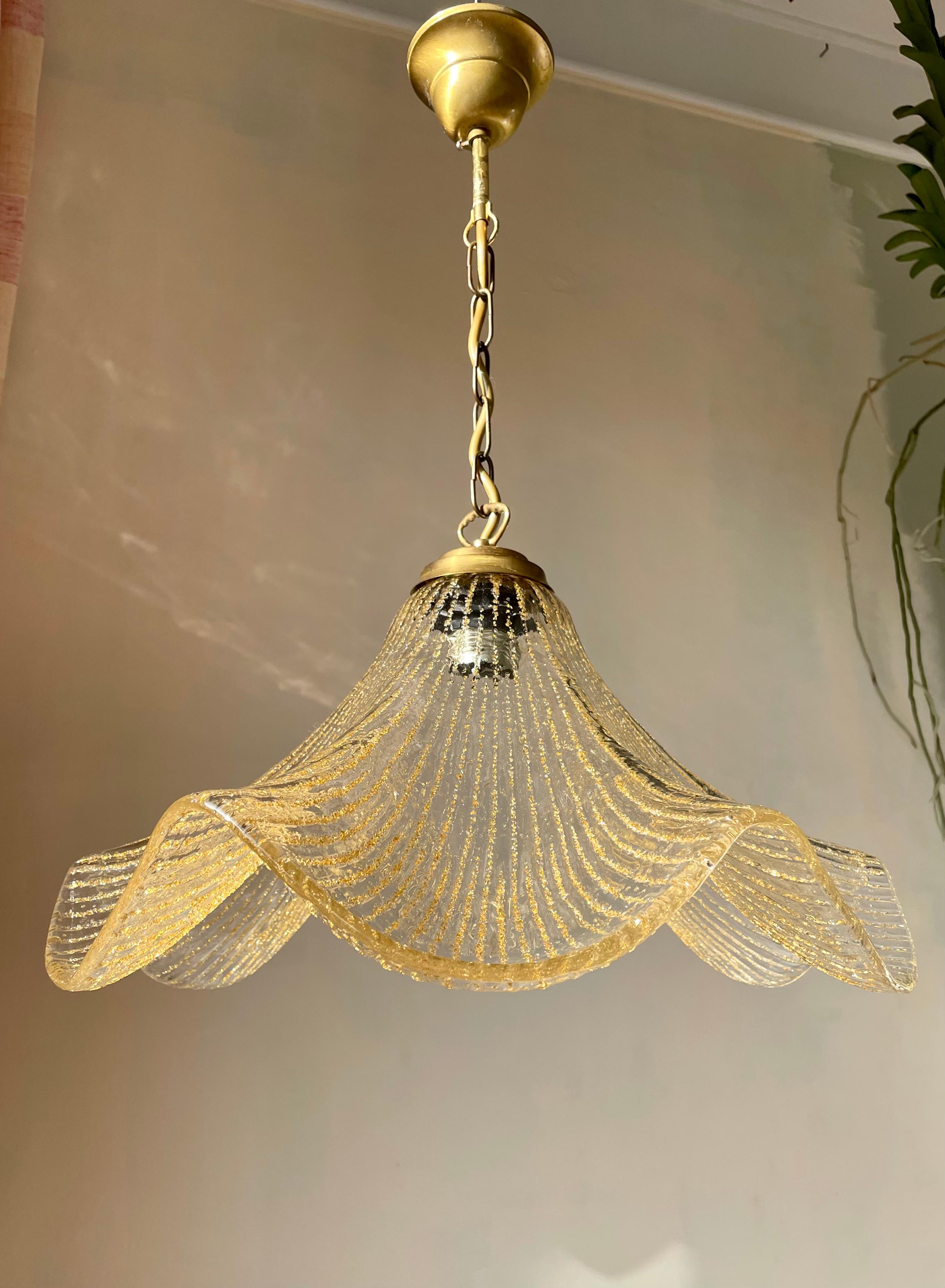 La Murrina Murano Wavy Art Glass Golden Lines Pendant, 1960s 7