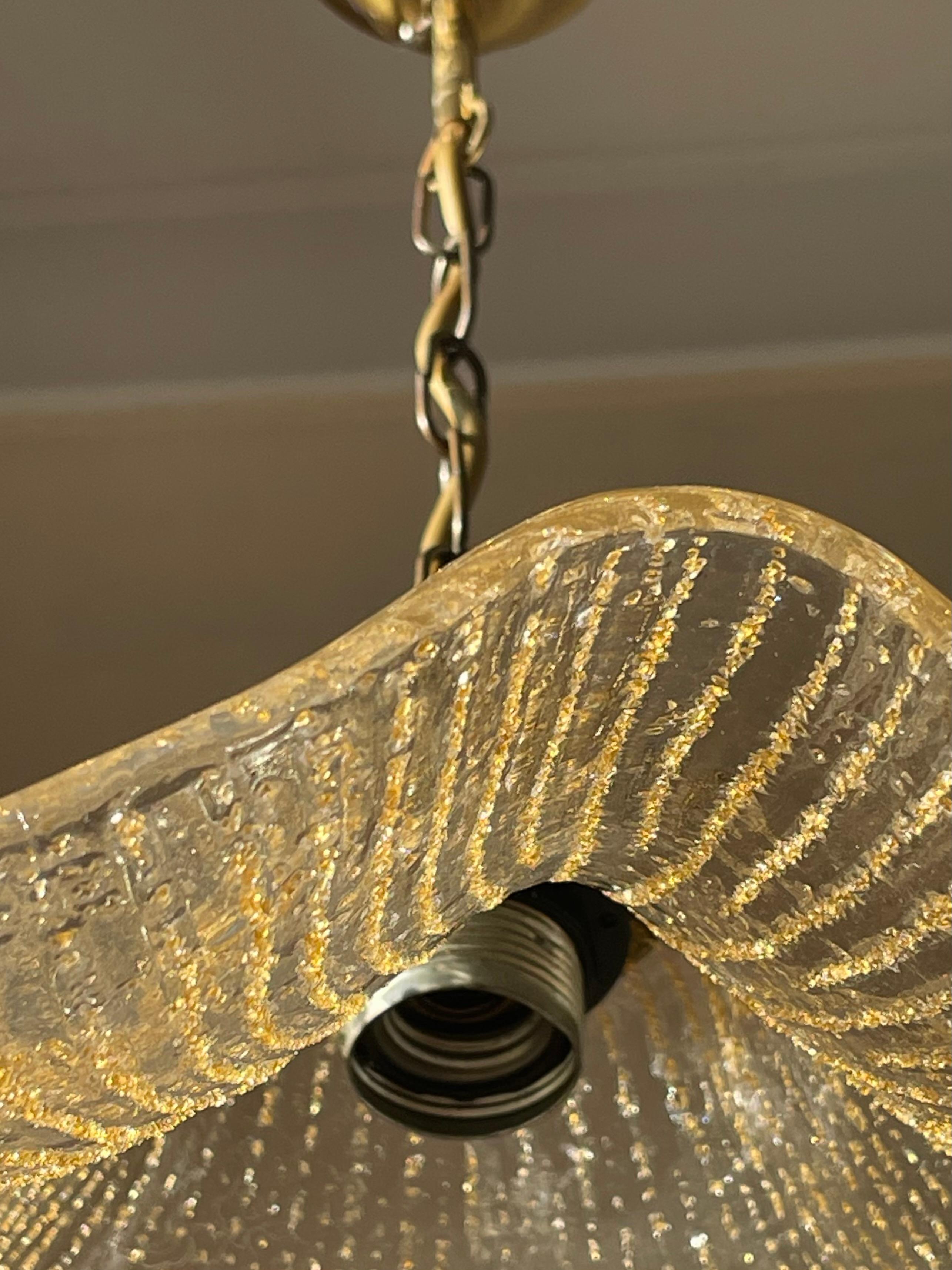 La Murrina Murano Wavy Art Glass Golden Lines Pendant, 1960s 11