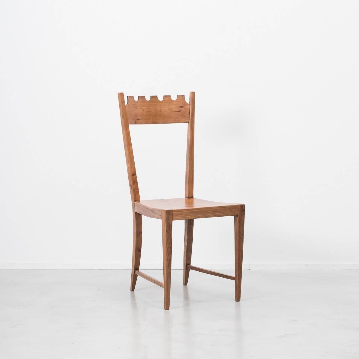A lovely set of 12 wooden Paolo Buffa attributed dining chairs. After working briefly in Gio Ponti’s studio in the 1920s, Buffa (1903-1970) made a name for himself amongst the Milanese upper classes. His designs were original – combining