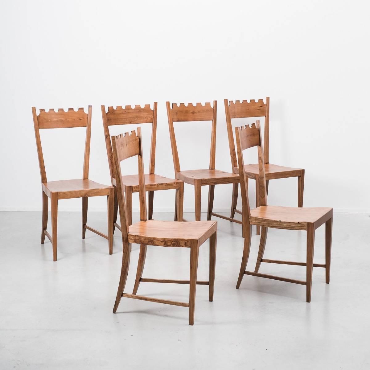 Italian Wavy Back Chairs Attributed to Paolo Buffa