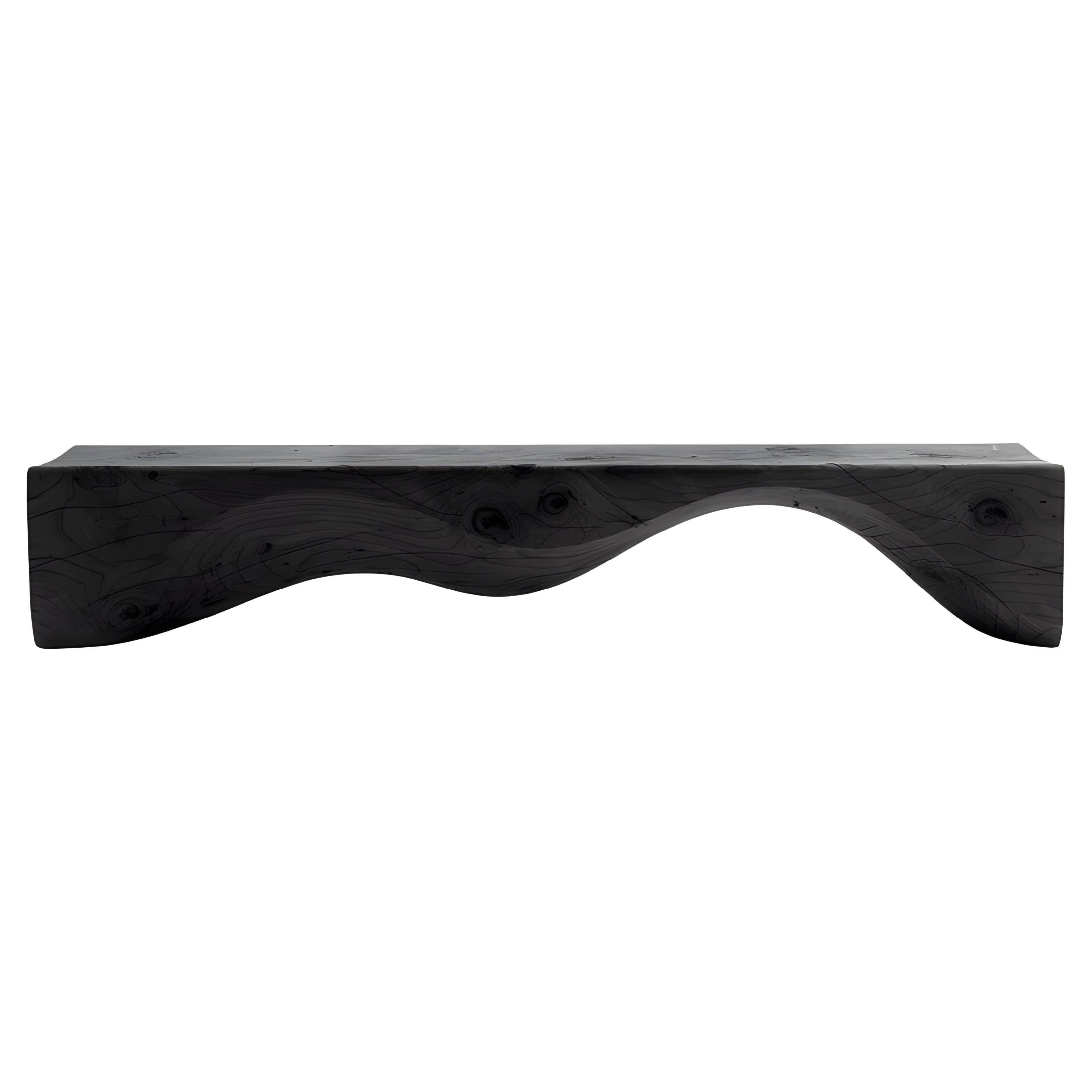 Wavy Bench Carved From A Single Block of Scented Cedar Wood For Sale