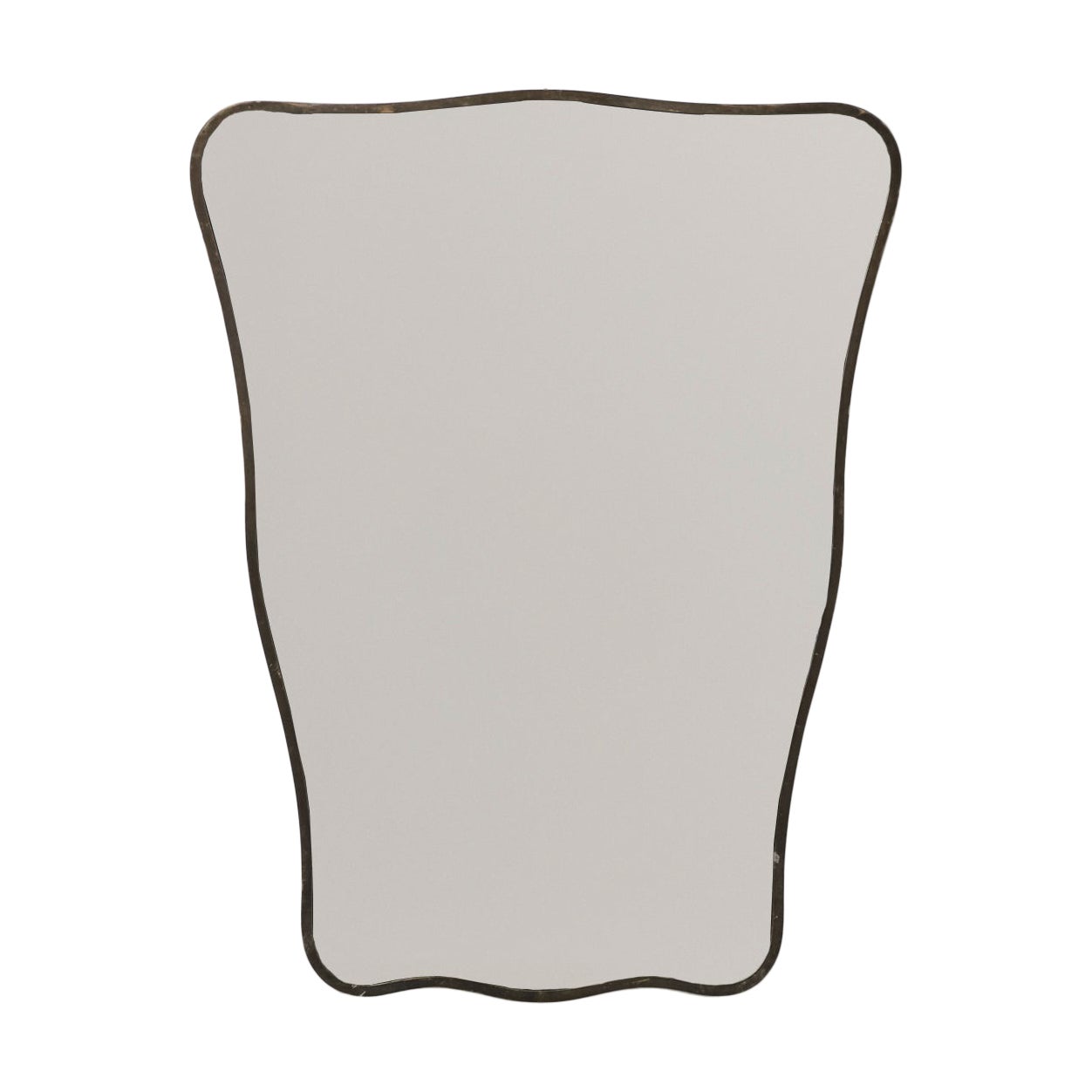 Miroir ondulé en laiton, Italie, années 1960