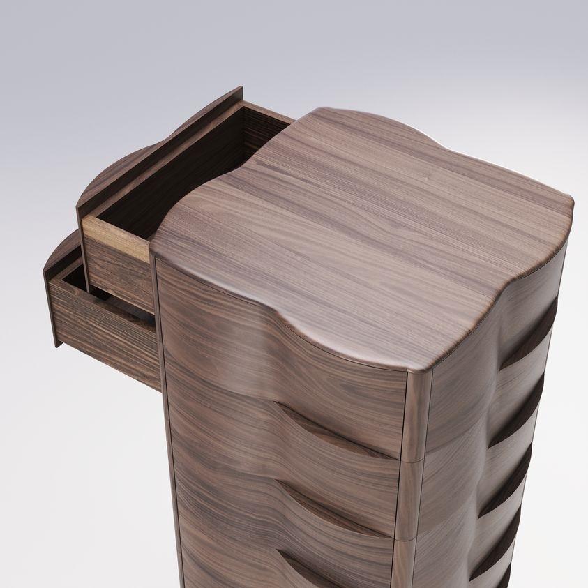 Cassettiera ondulata realizzata in Oak massiccio con base in ferro laccato In condizioni Nuovo in vendita a NEW YORK, NY