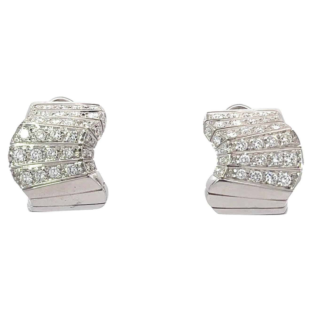 Wavy Diamond Earrings For Sale